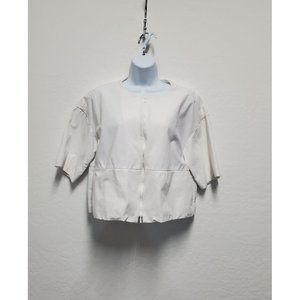 Lafayette 148 New York Blazer Zipper Front Pockets Cotton Blend Size Medium